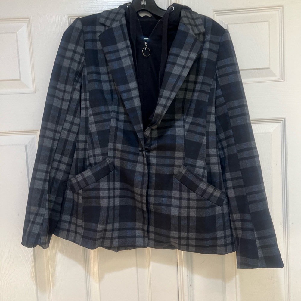 Laundry by shelli segal Plaid attached hood Blazer Jacket Chic Women Medium Fall - Picture 3 of 12